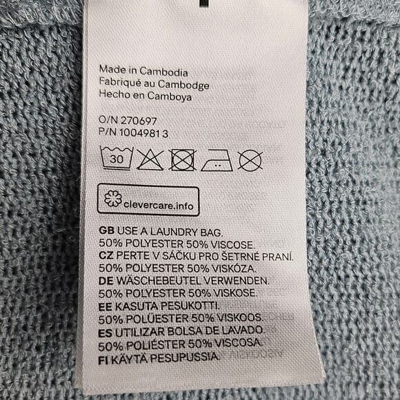 H&M KNIT TUNIC TOP – GRAY-BLUE – SIZE XS – SIDE SLITS WITH TIES – 25" LENGTH - Picture 7 of 9